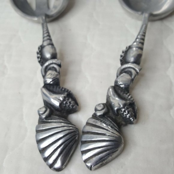 Metal Serving Platter and Spoon Fork Sea Creatures Coastal 3 Pc BETTY BARRENA - Picture 4 of 9